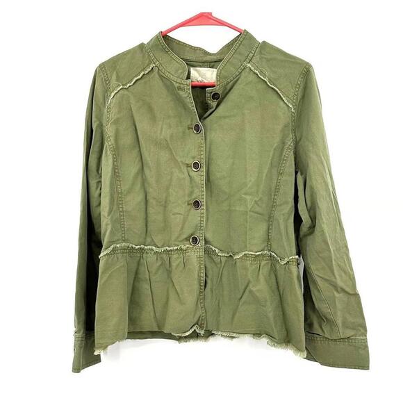 CASLON Lightweight Peplum Raw Hem Lightweight Jacket Olive Green Size Small (M) - Picture 1 of 7